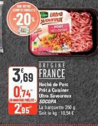 haché de porc prêt à cuisiner ultra savoureux socopa