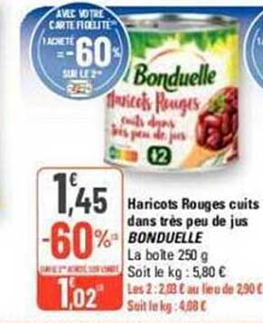 haricots rouges cuits dans très peu de jus bonduelle