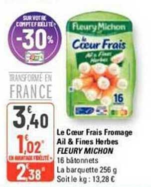 le cœur frais fromage ail & fines herbes fleury michon