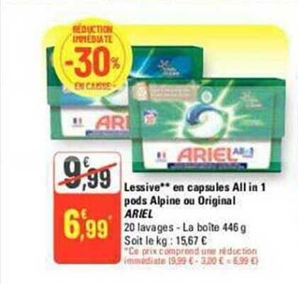 lessive en capsules all in 1 pods alpine ou original ariel