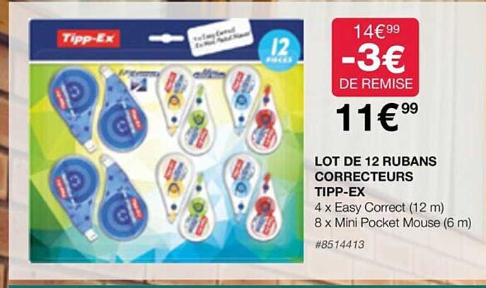 lot de 12 rubans correcteurs tipp-ex