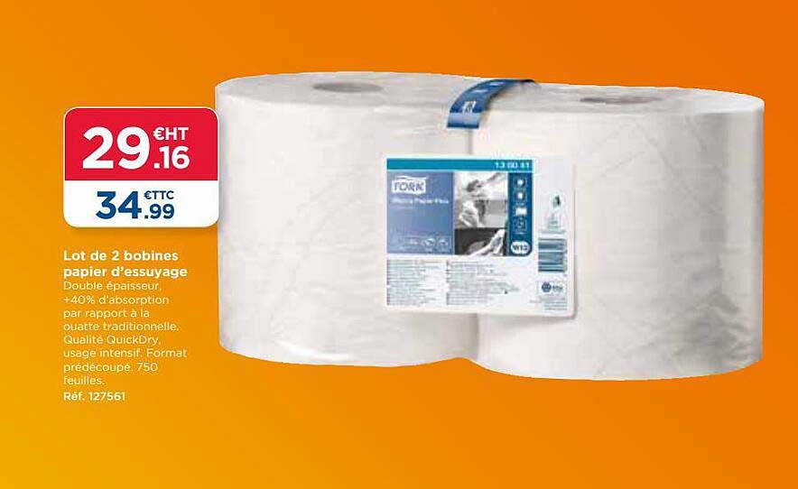 lot de 2 bobines papier d'essuyage