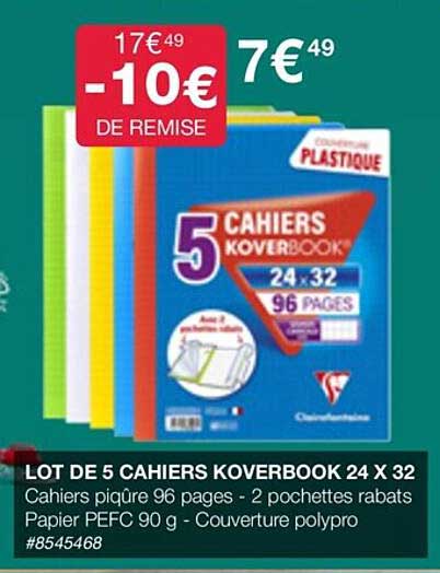 Lot De 5 Cahiers Koverbook 24 X 32
