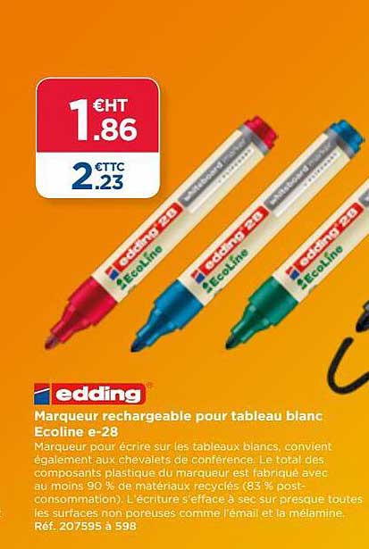 Marqueur Rechargeable Pour Tableau Blanc Ecoline E-28 Edding