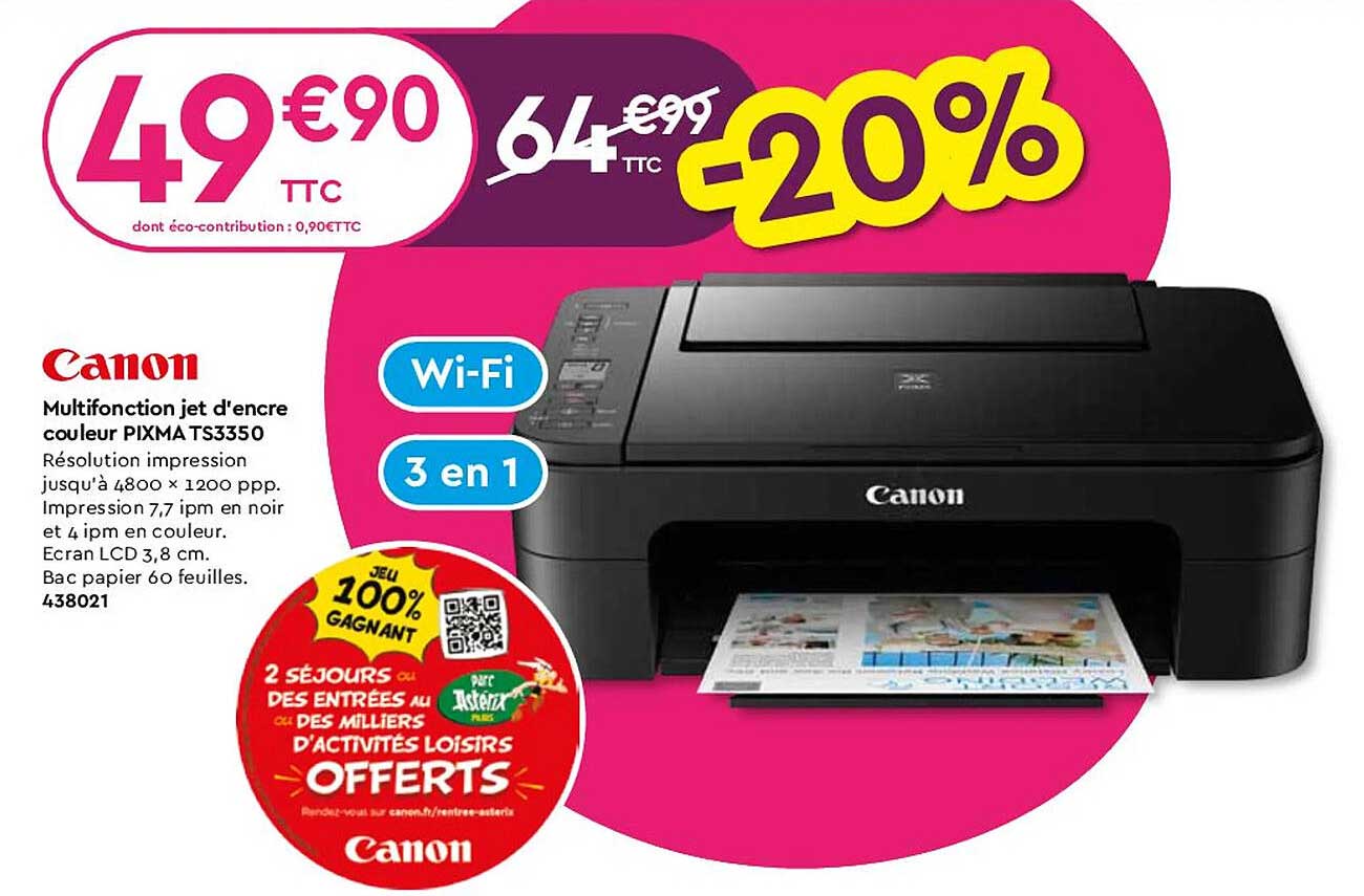 multifonction jet d'encre couleur pixma ts3350 canon
