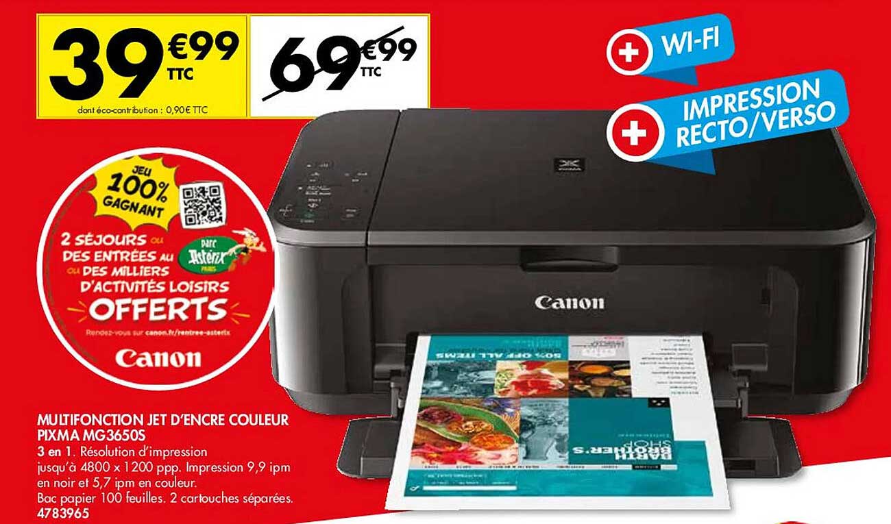 multilfonction jet d'encre couleur pixma mg3650s canon