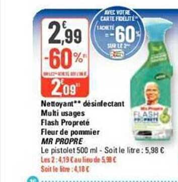 nettoyant désinfectant multi usages flash propreté fleur de pommier mr propre
