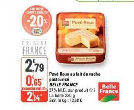 pavé roux au lait de vache pasteurisé belle france