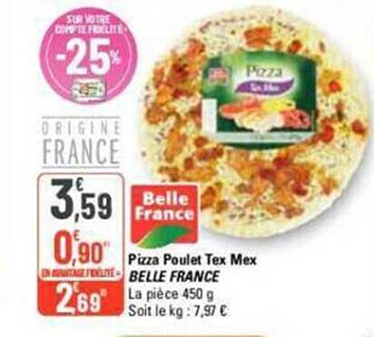 pizza poulet tex mex belle france