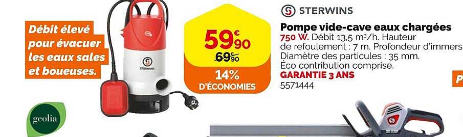 pompe vide-cave eaux chargées sterwins