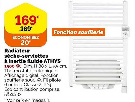 radiateur sèche-serviettes à inertie fluide athys