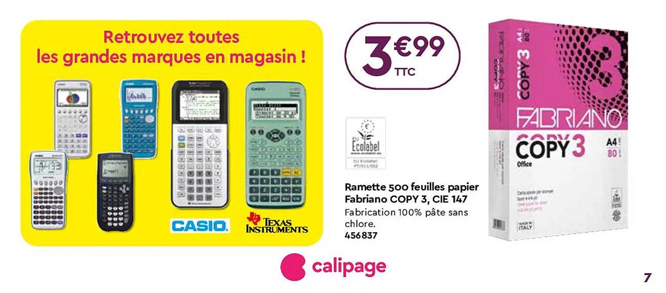 Ramette 500 Feuilles Papier Fabriano Copy 3, Cie 147