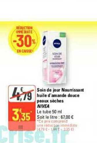 soin de jour nourrissant huile d'amande douce peaux sèches nivea