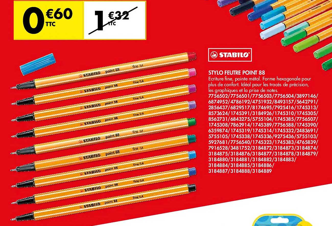 stylo feutre point 88 stabilo
