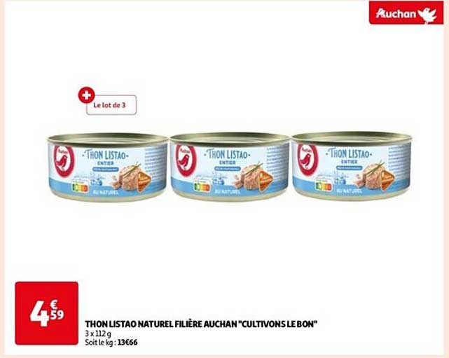 thon listao naturel "filière auchan cultivons le bon"
