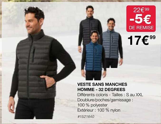 veste sans manches homme - 32 degrées