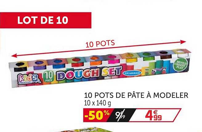 10 pots de pâte à modeler