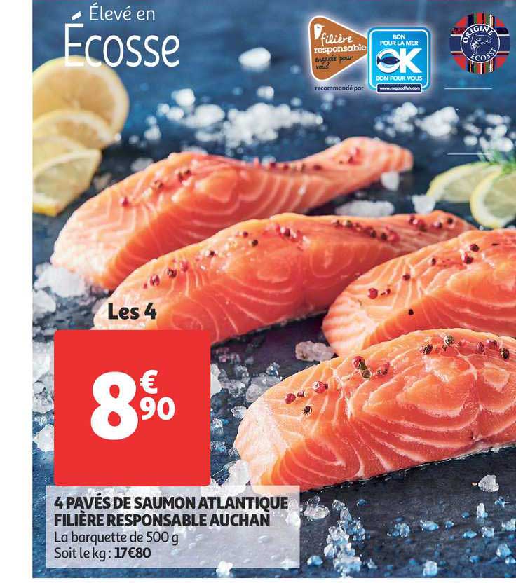 4 Pavés De Saumon Atlantique Filière Responsable Auchan