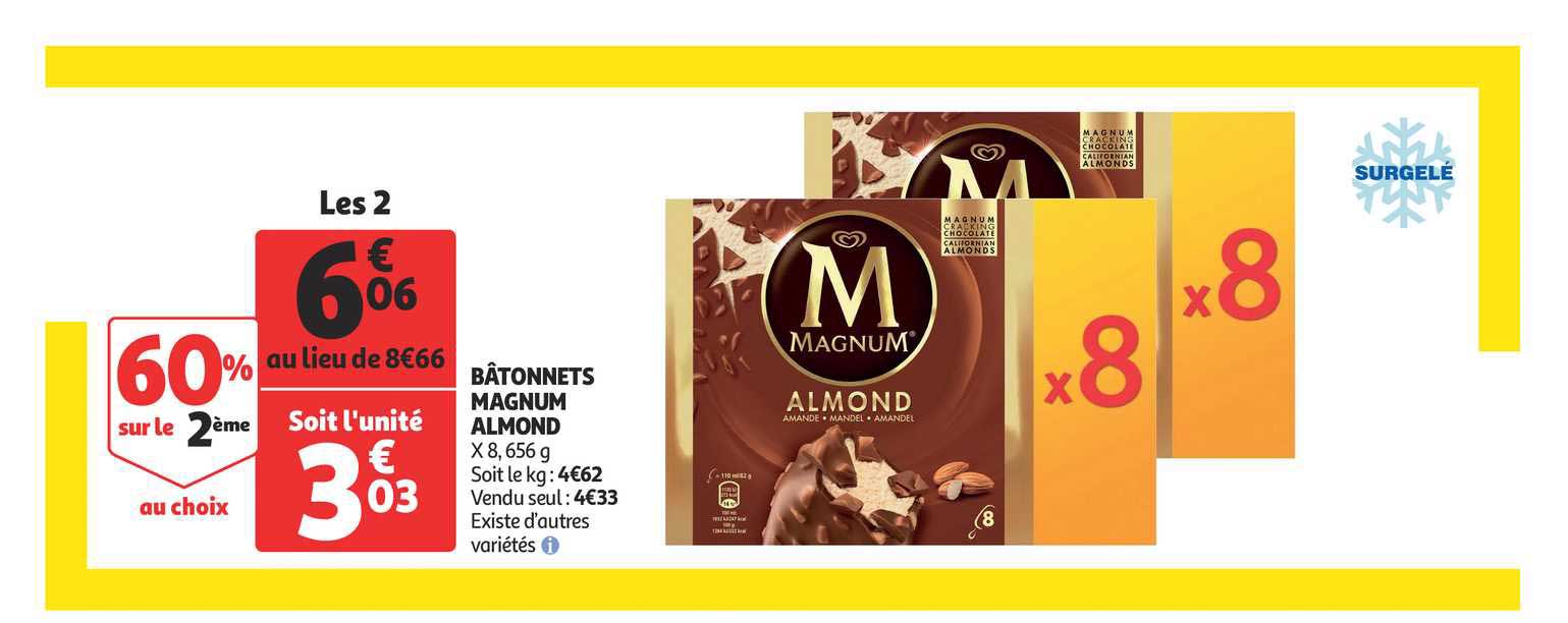 Bâtonnets Magnum Almond 60% Sur Le 2ème Au Choix