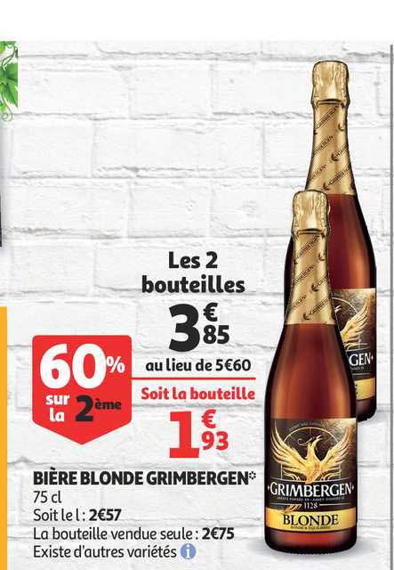 Bière Blonde Grimbergen 60% Sur Le 2ème