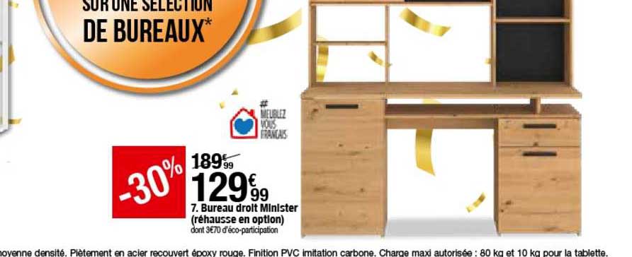 bureau droit minister réhause en option