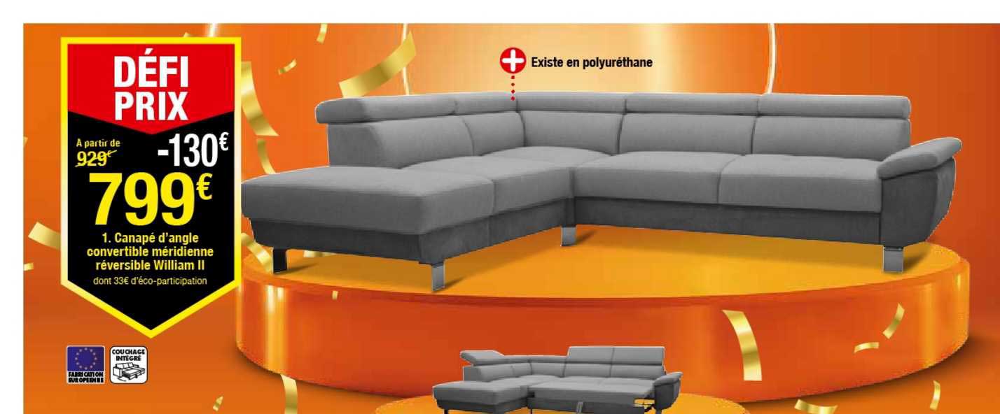 Canapé D'angle Convertible Méridienne Réversiblewilliam Ii