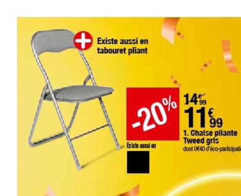 Chaise Pliante Tweed Gris