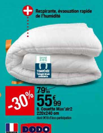 couette max'air2 220x240 cm dodo