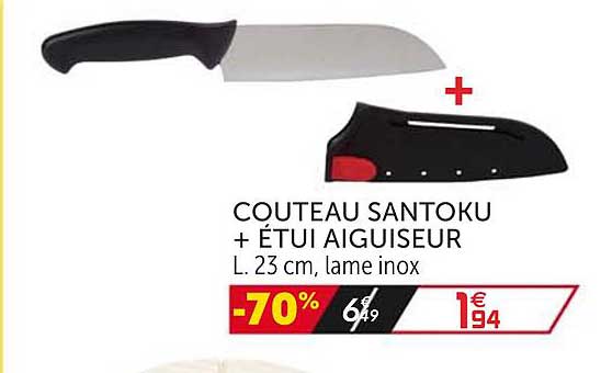 couteau santoku + étui aiguiseur