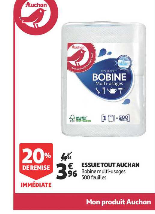 essuie tout auchan 20% de remise immédiate