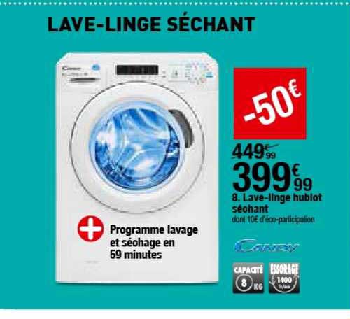 lave linge hublot séchant candy