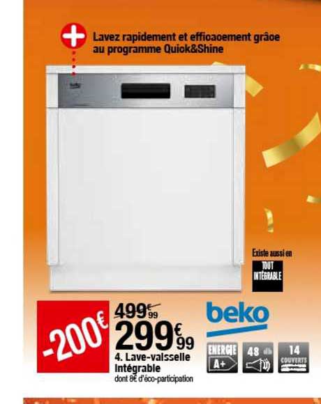 lave vaisselle intégrable beko