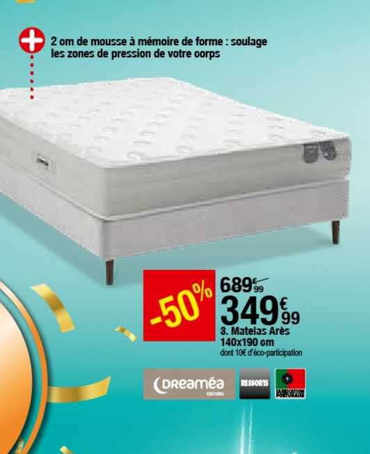 matelas arès 140x190 cm dreaméa