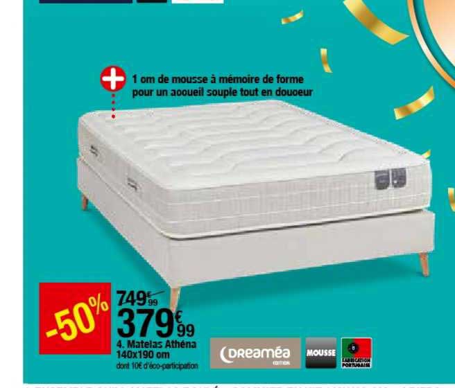 matelas athéna 140x190 cm dreaméa mousse