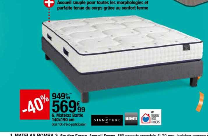matelas baltic 140x190 cm signature ressorts