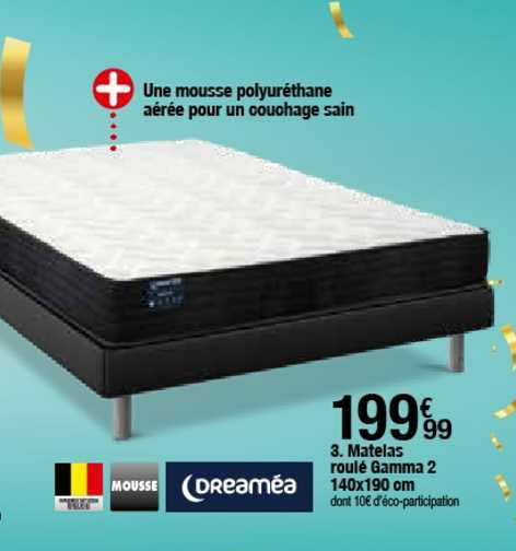 matelas roulé gamma 2 140x190 cm dreaméa