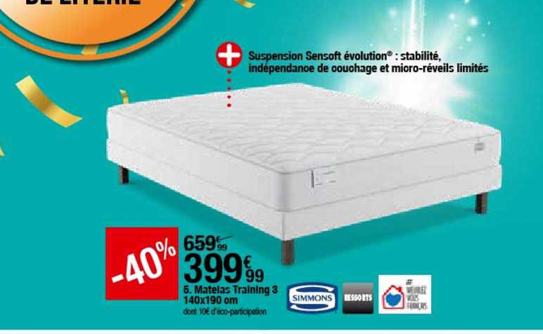 matelas training 3 140x190 cm simmons ressorts