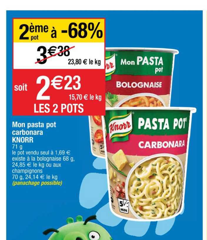 mon pasta pot carbonara knorr le 2ème à -60%