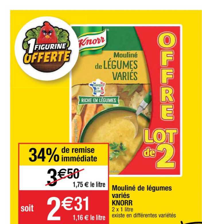 mouliné de légumes variés knorr -34% immédiatement