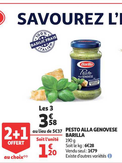 Pesto Alla Genovese Barilla 2+1 Offert Au Choix