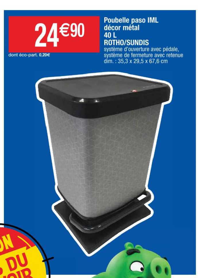 poubelle paso iml décor métal 40 l rotho sundis