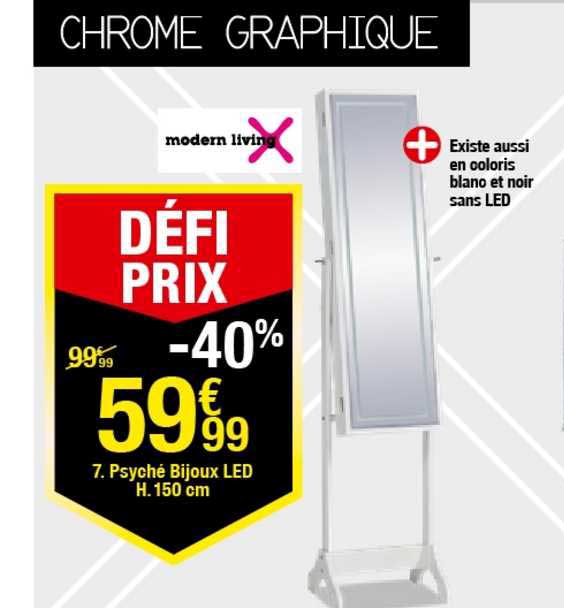 psyché bijoux led h. 150 cm modern living