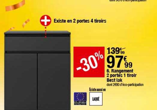rangement 2 portes 1 tiroir best lak