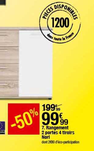 rangement 2 portes 4 tiroirs nori