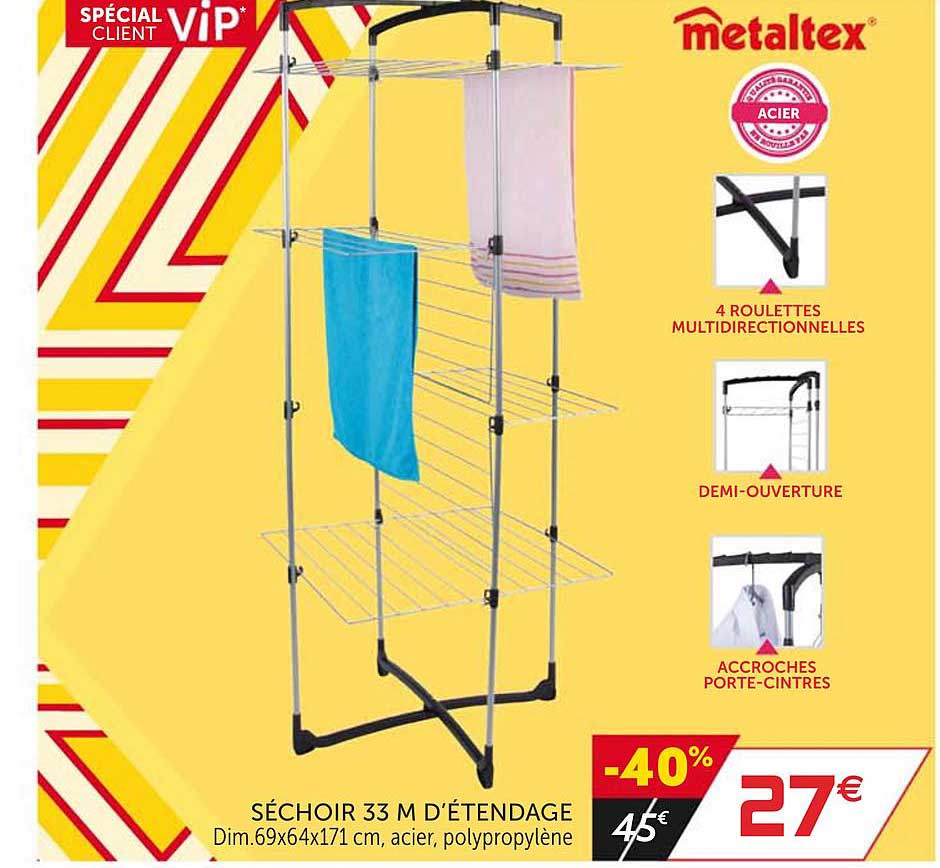 séchoir 33 m d'étendage metaltex