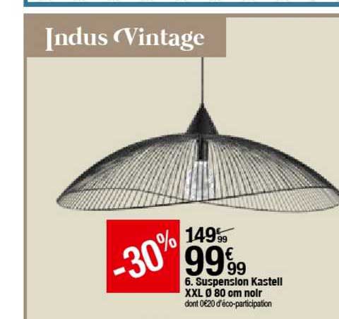 suspension kastell xxl 80 cm noir indus vintage