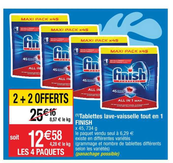Tablettes Lave Vaisselle Tout En 1 Finish 2+2 Offerts