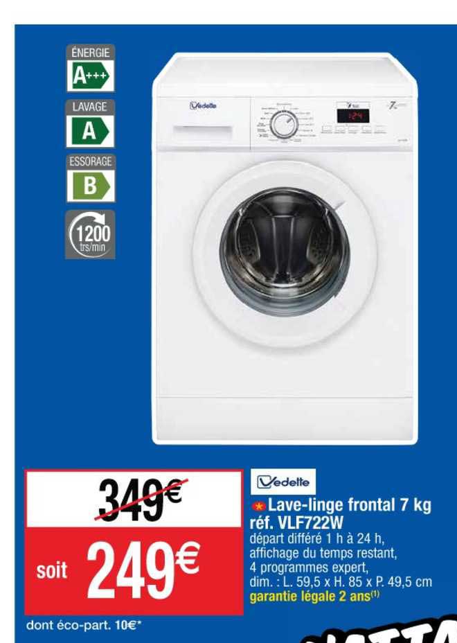 vedette lave linge frontal 7 kg réf. vlf4722w