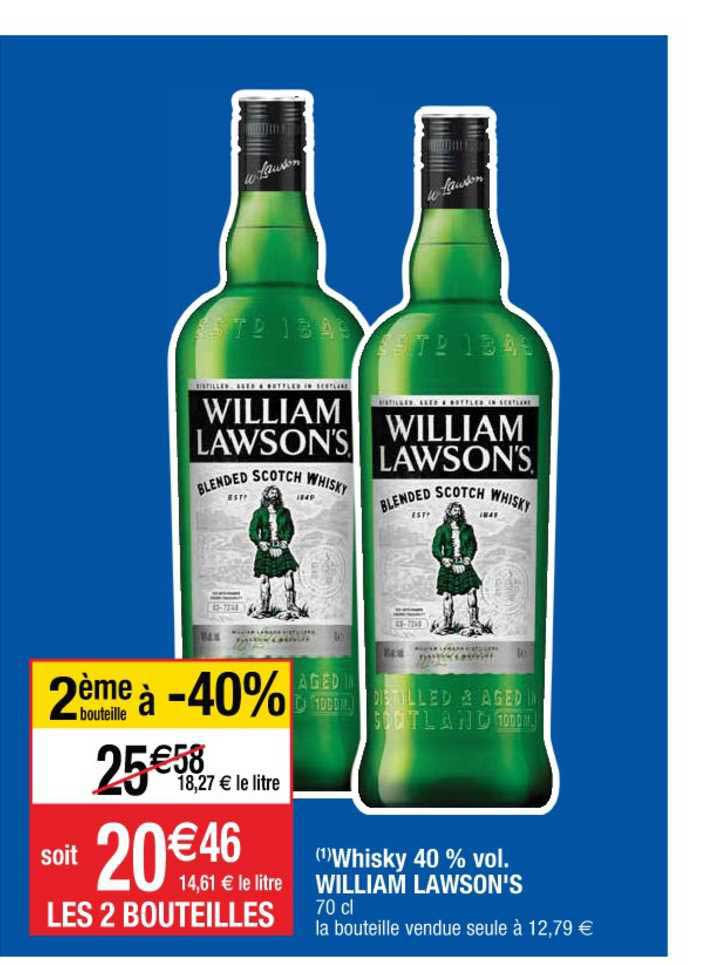 whisky 40% vol. william lawson's 2ème bouteille à -40%