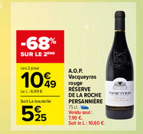 a.o.p. vacqueyras rouge réserve de la roche persannière